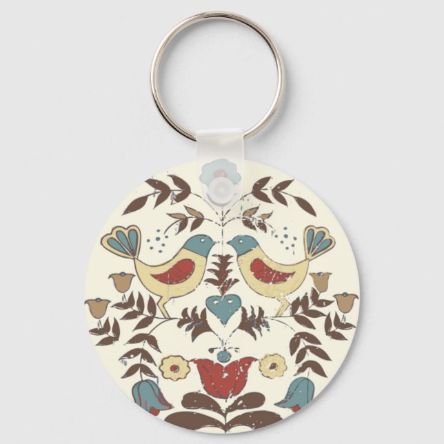 Pennsylvania Dutch Amish Hex Sign Bird Americana Schlüsselanhänger (Vorderseite)