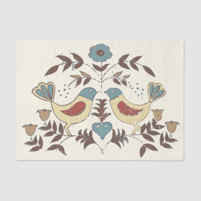 Pennsylvania Dutch Amish Hex Sign Bird Americana Seidenpapier (Vorderseite)