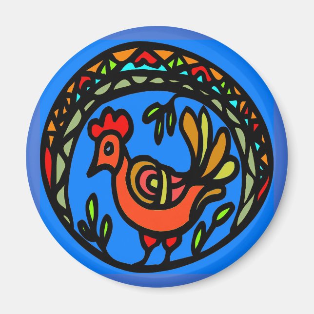 Pennsylvania Dutch Hex Red Rooster Magnet (Vorne)