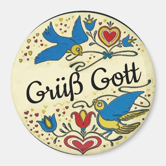 Pennsylvania Dutch Hex Sign Grüß Gott Magnet (Vorne)