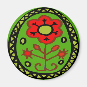 Pennsylvania Dutch Hex Sign Red Blume Magnet