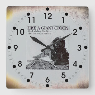 Pennsylvania-Eisenbahn Broadway begrenzte 1929 Quadratische Wanduhr