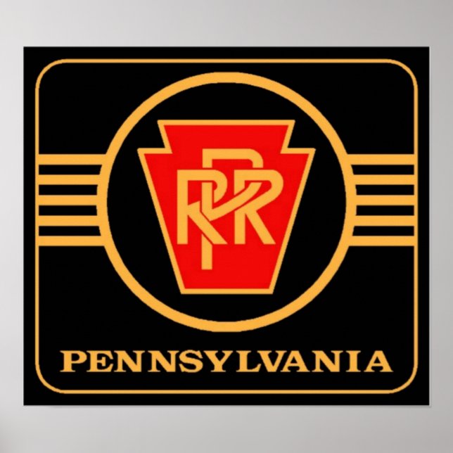 Pennsylvania Eisenbahn-Logo, Black & Gold Poster (Vorne)
