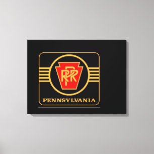 Pennsylvania Eisenbahn-Logo, Schwarz & Gold Leinwanddruck