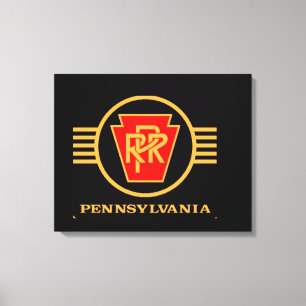 Pennsylvania Eisenbahn-Logo, Schwarz & Gold Leinwanddruck