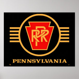 Pennsylvania Eisenbahn-Logo, Schwarz & Gold Poster