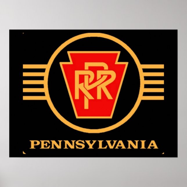 Pennsylvania Eisenbahn-Logo, Schwarz & Gold Poster (Vorne)