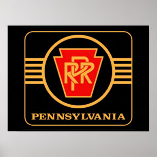 Pennsylvania Eisenbahn-Logo, Schwarz & Gold Poster
