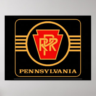 Pennsylvania Eisenbahn-Logo, Schwarz & Gold Poster
