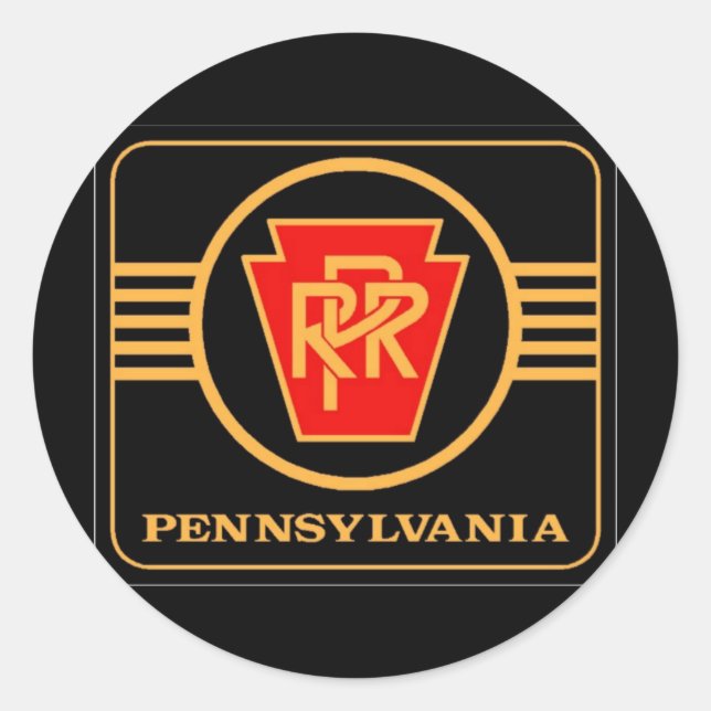 Pennsylvania Eisenbahn-Logo, Schwarz & Gold Runder Aufkleber (Vorderseite)