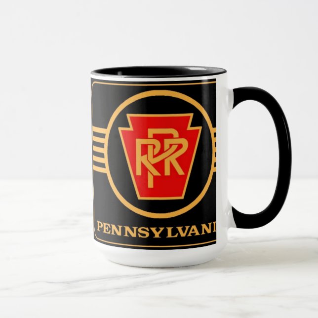 Pennsylvania Eisenbahn-Logo, Schwarz-Gold-Tasse Tasse (Rechts)