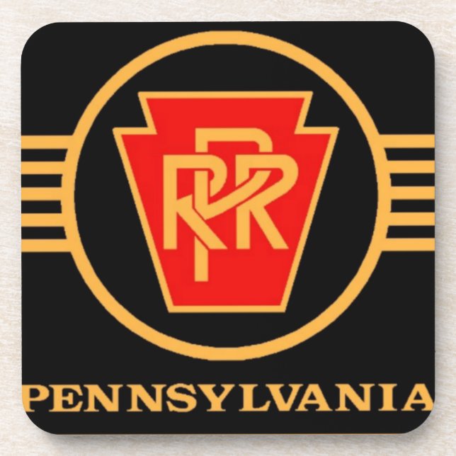 Pennsylvania Eisenbahn-Logo, Schwarz und Gold Getränkeuntersetzer (Vorderseite)