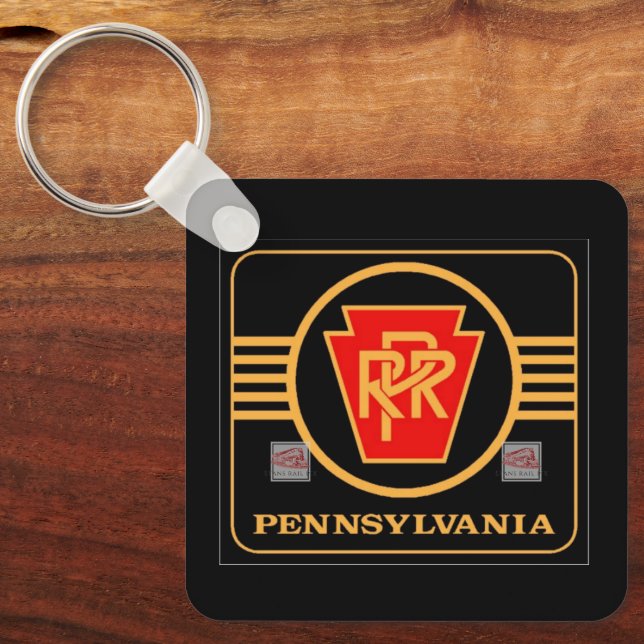 Pennsylvania Eisenbahn-Logo schwarz und gold Schlüsselanhänger (Vorderseite)