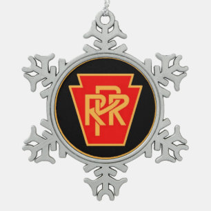 Pennsylvania-Eisenbahn-Logo, Schwarzes u. Gold Schneeflocken Zinn-Ornament