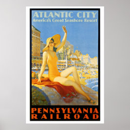 Pennsylvania Eisenbahn nach Atlantik Stadtplakat Poster