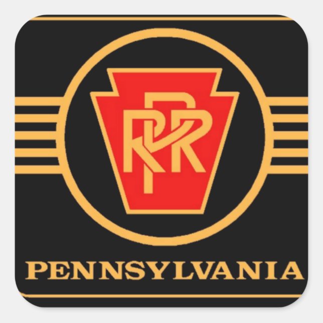 Pennsylvania Eisenbahn Schwarz und Gold groß Quadratischer Aufkleber (Vorderseite)