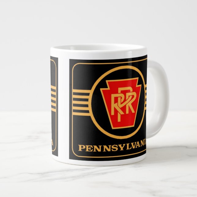Pennsylvania Eisenbahnlogo, Black & Gold Jumbo-Tas Jumbo-Tasse (Vorderseite Rechts)