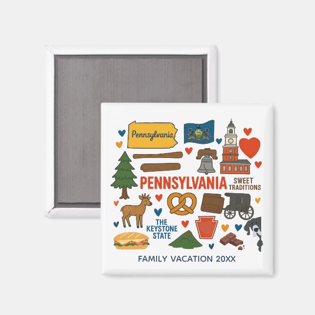 Pennsylvania Family Trip Keepsake Custom Magnet (Vorderseite/Rückseite)
