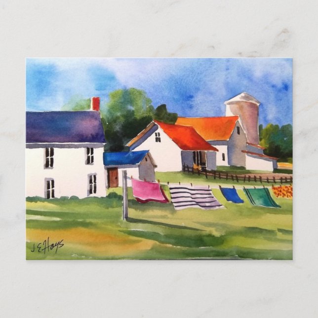 Pennsylvania Farm & Washline Postkarte (Vorderseite)