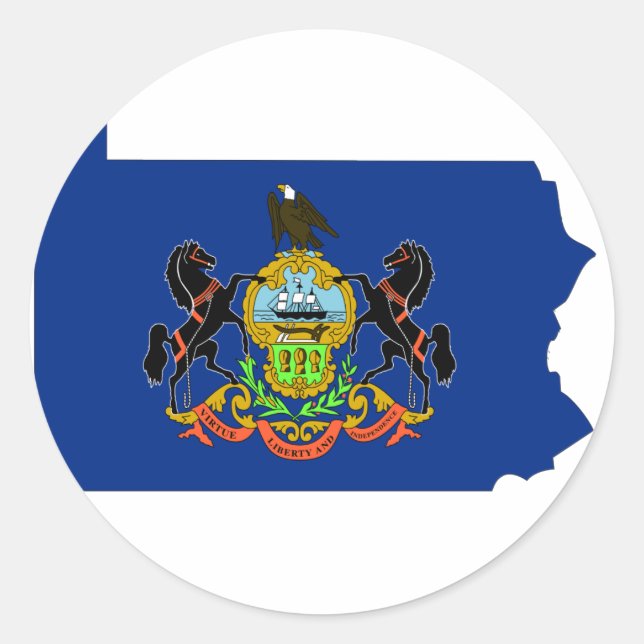 Pennsylvania Flag Karte Runder Aufkleber (Vorderseite)