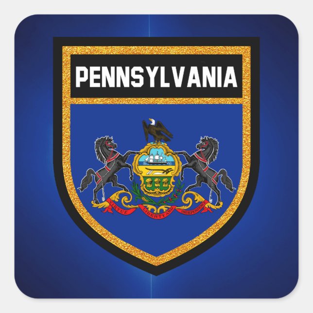 Pennsylvania Flag Quadratischer Aufkleber (Vorderseite)