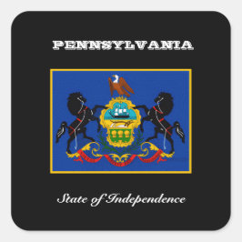 Pennsylvania-Flagge und Slogan Quadratischer Aufkleber