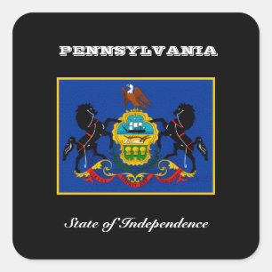 Pennsylvania-Flagge und Slogan Quadratischer Aufkleber