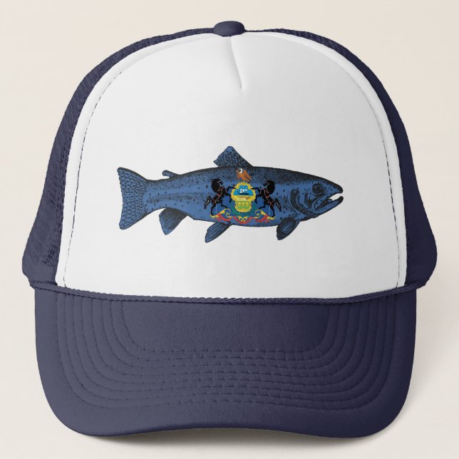 Pennsylvania Forelle Fischen Truckerkappe (Vorderseite)