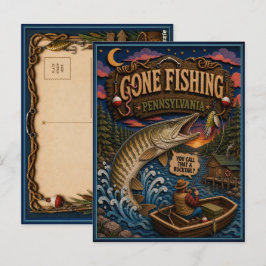 Pennsylvania Gone Fishing Muskellunge Postkarte