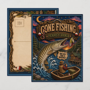 Pennsylvania Gone Fishing Muskellunge Postkarte