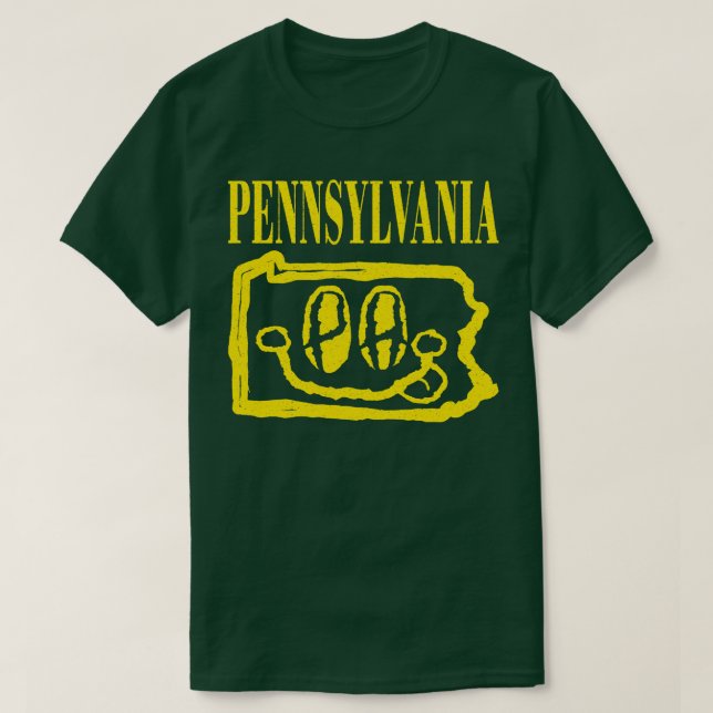 Pennsylvania Grunge lächelnd Gesicht schwarzen Hin T-Shirt (Design vorne)
