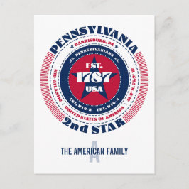 Pennsylvania, Harrisburg PA, Patriotic Monogram Postkarte