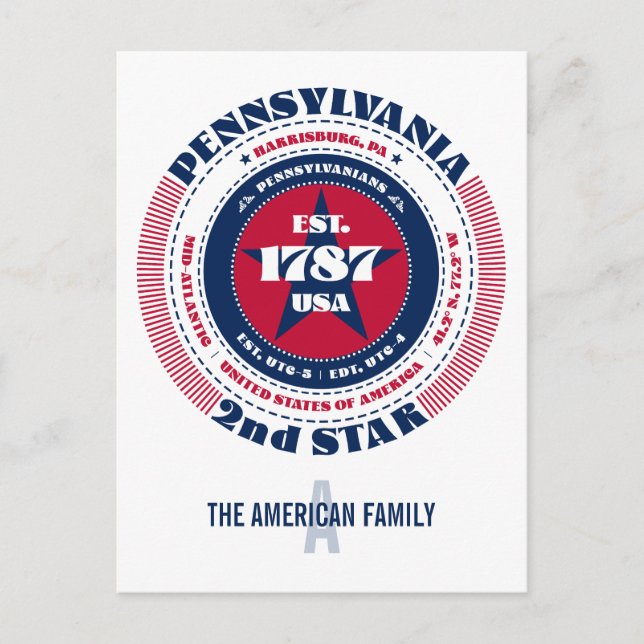 Pennsylvania, Harrisburg PA, Patriotic Monogram Postkarte (Vorderseite)