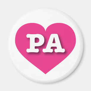 Pennsylvania Hot Pink Heart - I Liebe PA Magnet