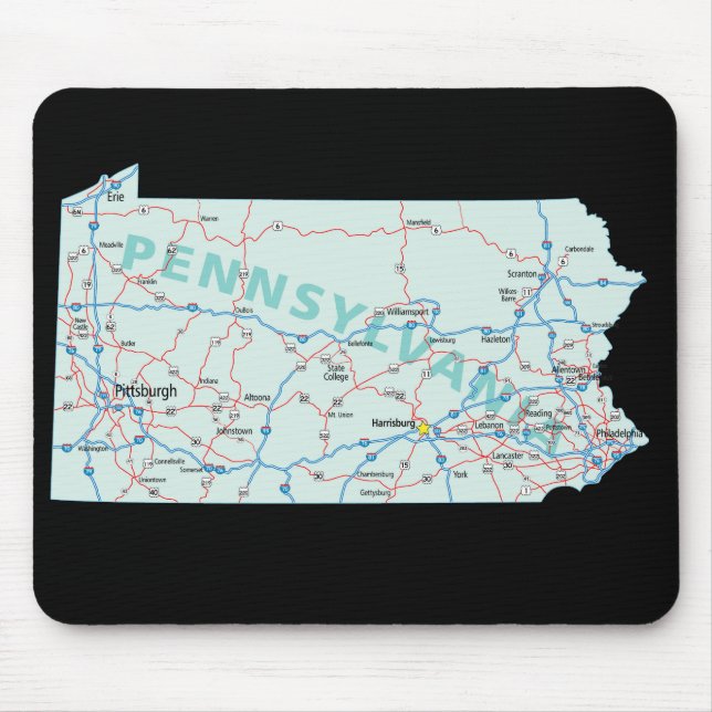Pennsylvania Karte Mousepad (Vorne)