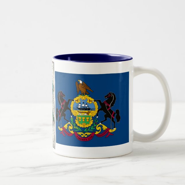 Pennsylvania-Karte und Staats-Flagge Zweifarbige Tasse (Rechts)