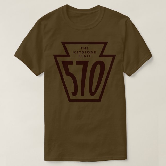 Pennsylvania Keystone Area Code 570 Brown T-Shirt (Design vorne)