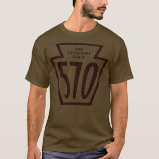 Pennsylvania Keystone Area Code 570 Brown T-Shirt