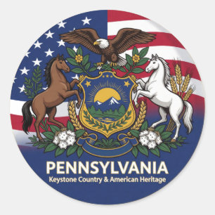 Pennsylvania Keystone Heritage Pride 🌸 Runder Aufkleber