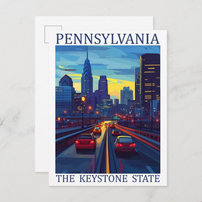 Pennsylvania, Keystone Staat USA Travel Place Postkarte (Vorne/Hinten)