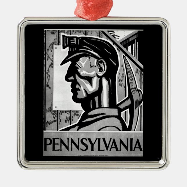 Pennsylvania-Kohlen-Plakat WPA 1938 Silbernes Ornament (Vorne)