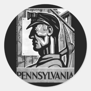 Pennsylvania-Kohleposter WPA 1938 Runder Aufkleber