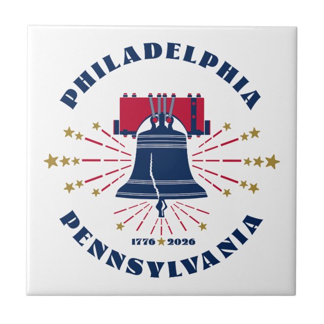 Pennsylvania, Liberty Bell 1776 Keramik Tile Fliese (Vorderseite)