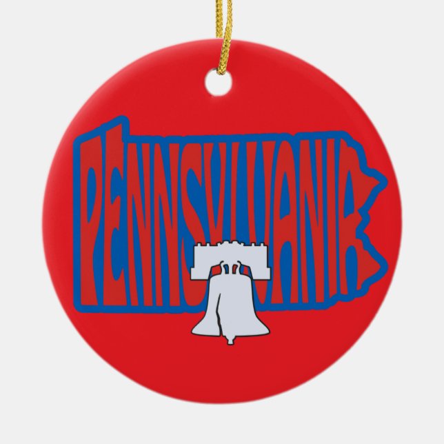 Pennsylvania Liberty Bell Weihnachtsbaum Keramik Ornament (Vorne)