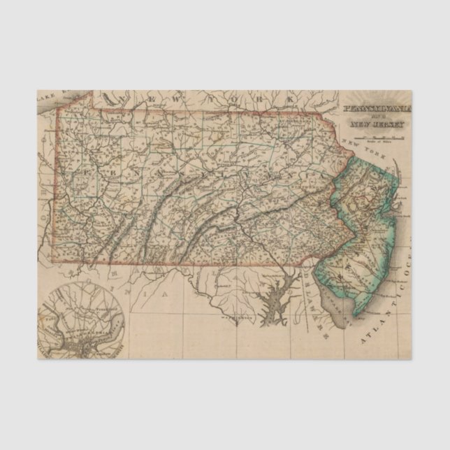 Pennsylvania, New-Jersey Seidenpapier (Vorderseite)