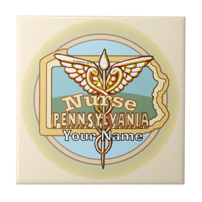 Pennsylvania-Nurse-Caduceus-Kachel Fliese (Vorderseite)