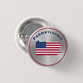 Pennsylvania Patriotic Map American Flag Button