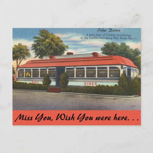 Pennsylvania, Pike Diner Postkarte (Vorderseite)