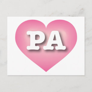 Pennsylvania Pink Fade Heart - I Liebe PA Postkarte