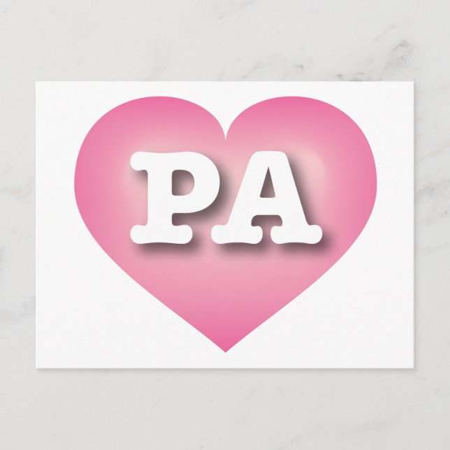 Pennsylvania Pink Fade Heart - I Liebe PA Postkarte (Vorderseite)